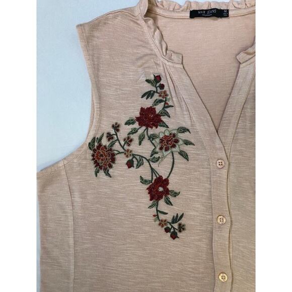 VTG Women’s Top Blouse SZ M PinkFloral Embroidered Sleeveless Boho Feminine - Picture 8 of 14